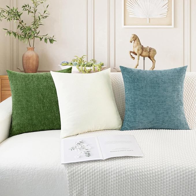 CaliTime Decorative Couch Throw Pillow Covers 24 X 24 Inches Forest Green | - Image 5