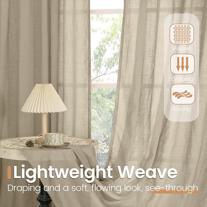 BGment Camel Linen Curtains 63 Inches Long - Image 5