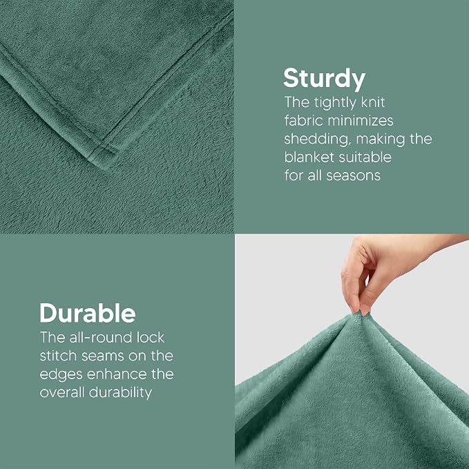 Utopia Bedding Ultra Soft Fleece Bed Blanket Twin Size Celadon | Microfiber - Image 4