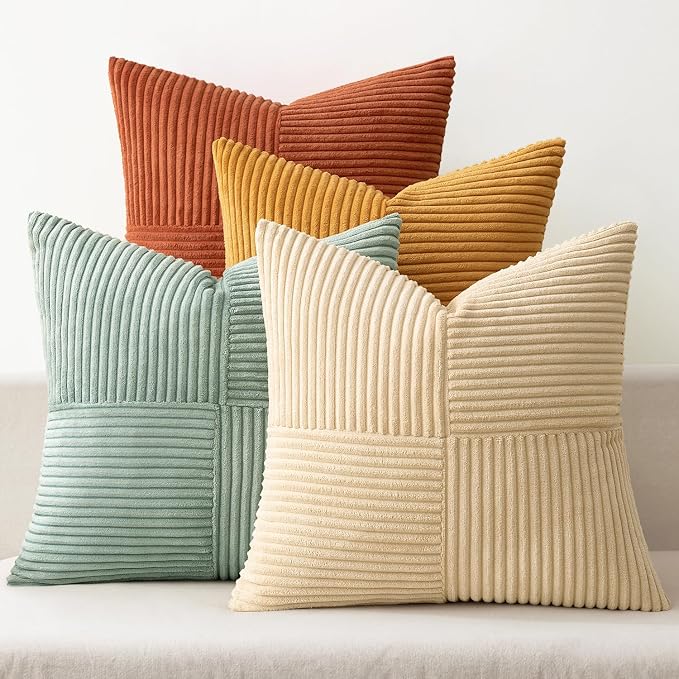 MIULEE Fall Teal-Orange Decorative Throw Pillow Covers 16x16 Inch Set of 4 Boho by MIULEE
