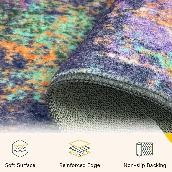 RELEANY Washable 10'x14' Abstract Area Rug - Image 4