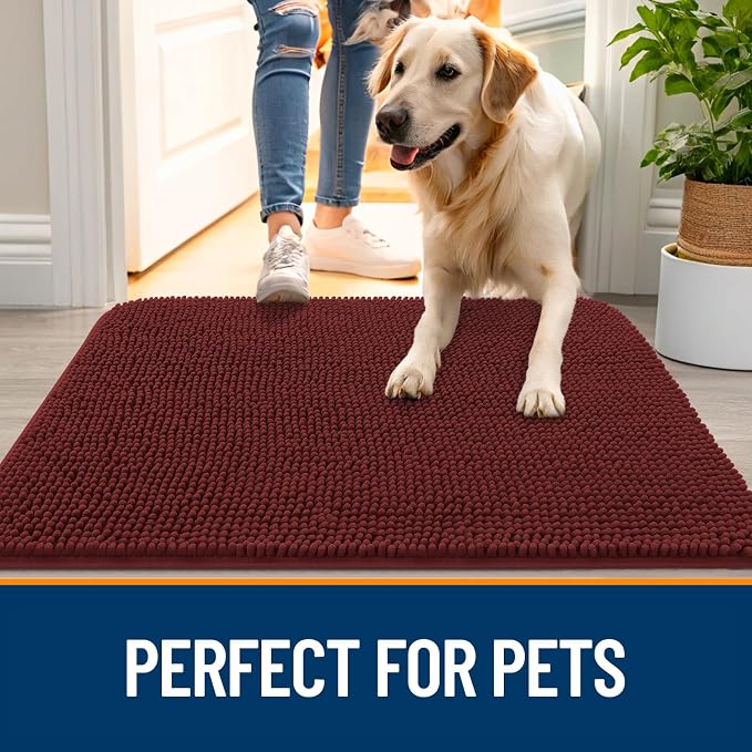 OLANLY Dog Door Mat for Muddy Paws 47x20, Super Absorbent Chenille Mud Mat | - Image 6