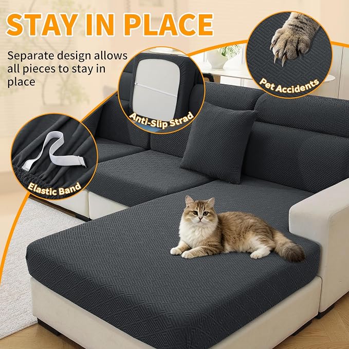 XINEAGE Couch Cushion Covers, Loveseat Sofa Seat Slipcovers - Image 5