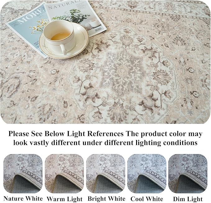 Washable 2x4 Entryway Area Rugs: Vintage Water Resistant Kitchen Rug Non-Slip - Image 4