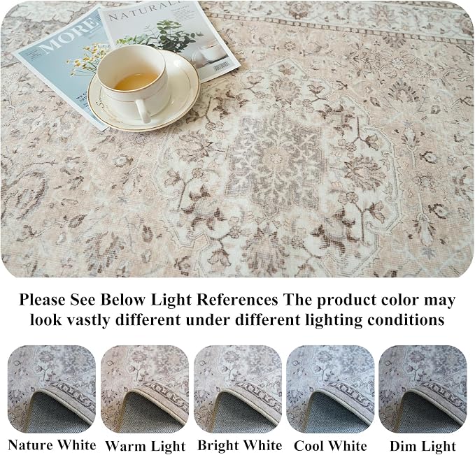Area Rugs 10x12 Living Room Rug: Washable Rug Soft Vintage Boho Carpet Indoor - Image 3