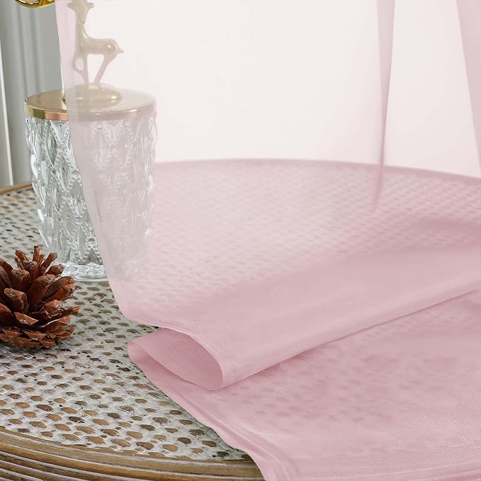 Chyhomenyc Blush Pink Sheer Curtains 63 Inches Long 2 Panels, Light Filtering - Image 7
