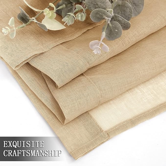 Tollpiz Short Sheer Curtain Linen Textured Bedroom Curtains Sheer Light - Image 7