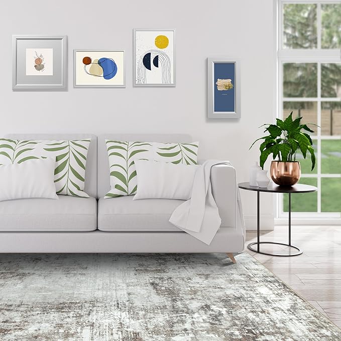 9x12 Area Rugs for Living Room Bedroom Dining Room Washable Brown Grey | Soft - Image 3