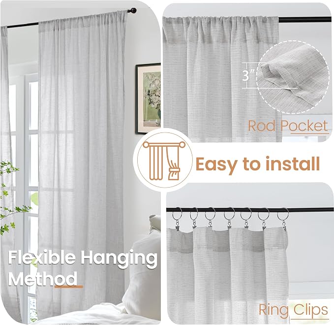 BGment Small Linen Curtains 40 Inch Length - Image 6