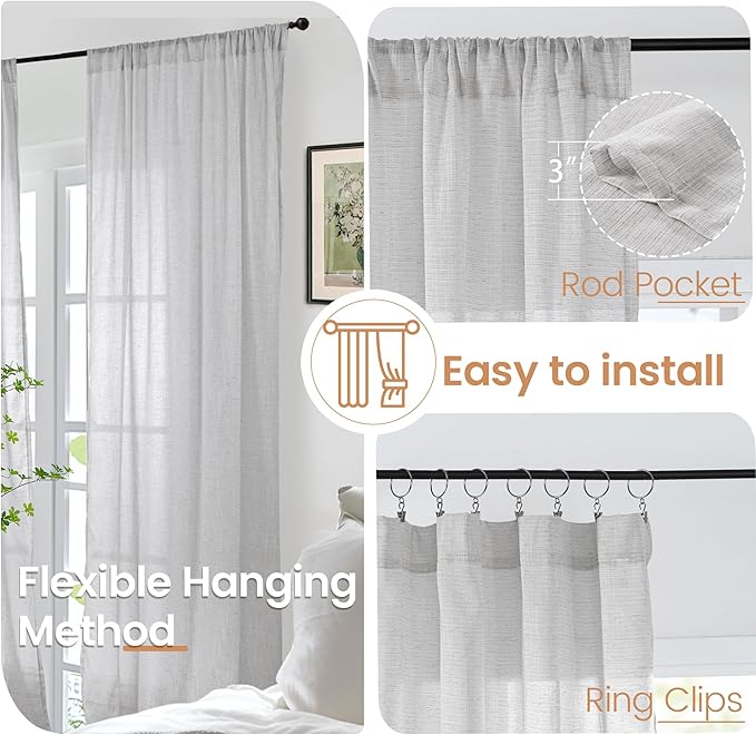 BGment Long Linen Curtains 102 Inch Length - Image 6