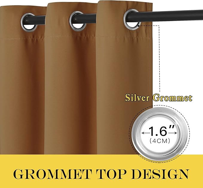 NICETOWN Gold Brown Blackout Curtains 84 inch Length, Grommet Top Room - Image 6