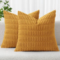 MIULEE Corduroy Decorative Throw Pillow Covers 16x16 Gold Yellow Pack of 2 | by MIULEE
