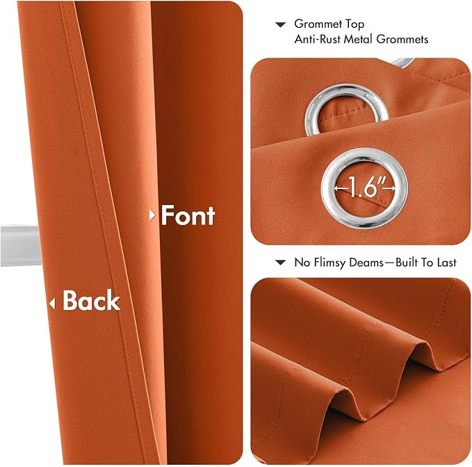 MIULEE Fall Blackout Curtains for Bedroom 2 Panels 40 x 72 Inch Long Orange | - Image 4