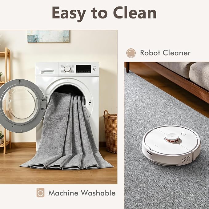 2x10 Grey Runner Rug Washable Non-Slip Soft - Image 7