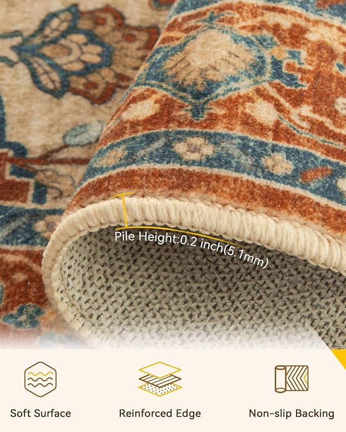 RELEANY Washable Area Rug, Runner 2'x5', Water Repellent, Pet Friendly - Image 4