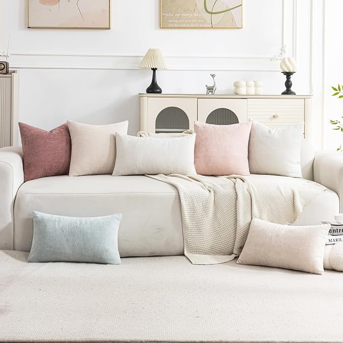 Cozoomy Set of 4 Soft Textured Decorative Throw Pillow Covers 12X20 Inch Cozy - Image 2
