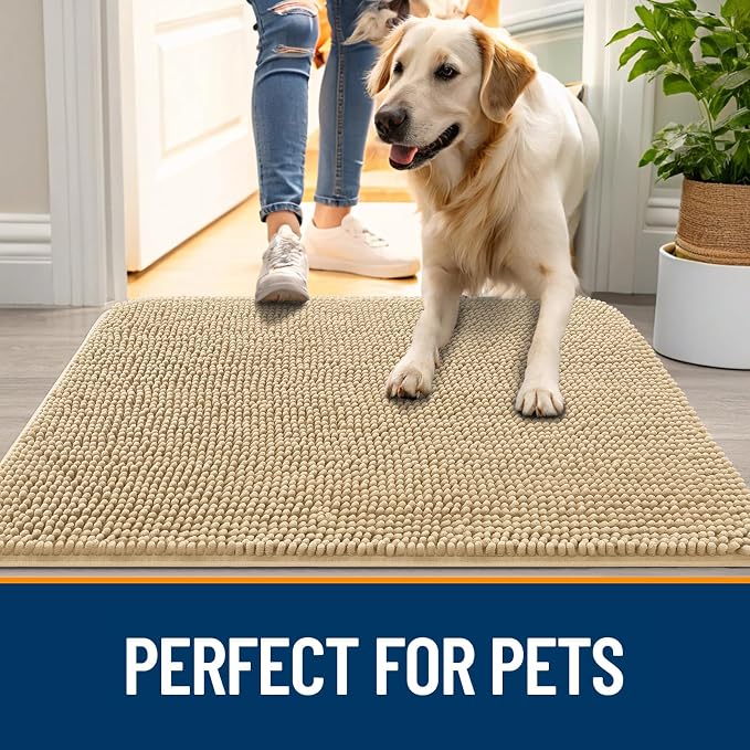 OLANLY Dog Door Mat for Muddy Paws 30x17, Super Absorbent Chenille Mud Mat | - Image 6