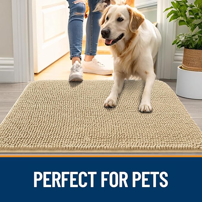 OLANLY Dog Door Mat for Muddy Paws 70x32, Super Absorbent Chenille Mud Mat | - Image 6