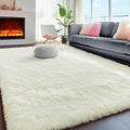 White Fluffy Washable Area Rugs by PAGISOFE