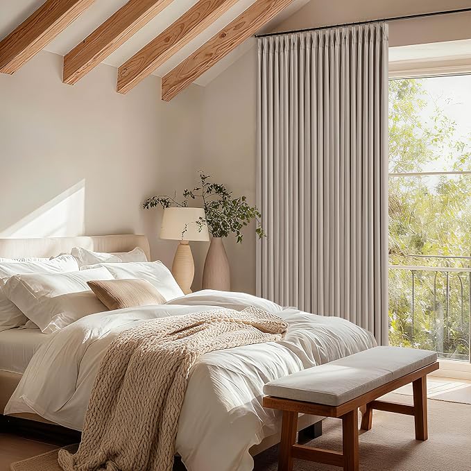 70 Inch Wide Blackout Curtains 84 Inches Long Pinch Pleated Burlywood Birch | - Image 9