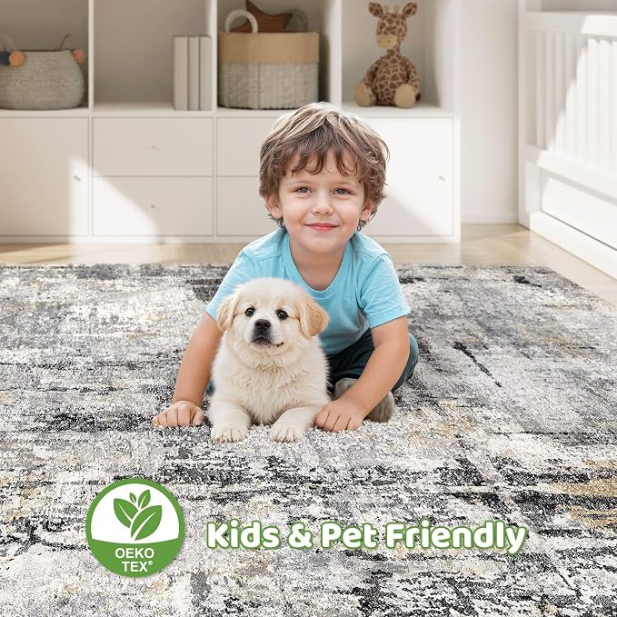 LOONGRUG 10x12 Area Rug Washable Large Neutral Modern Living Room Rug | - Image 7