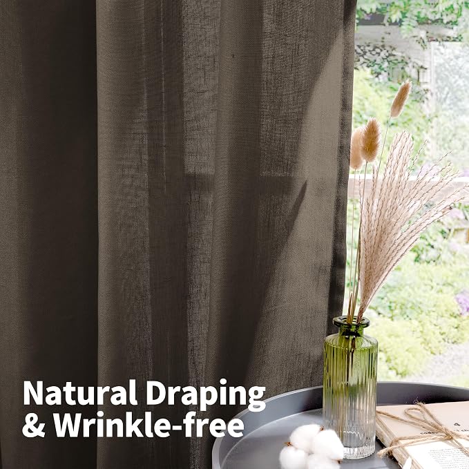 YoungsTex Chocolate Brown Linen Curtains - Image 6