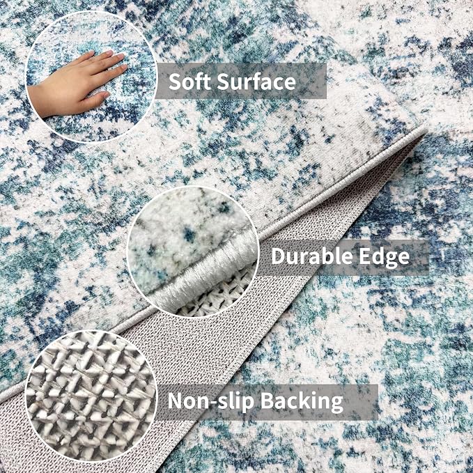 3x15 Long Hallway Runner Rug Non-Slip Washable Rugs Ocean Mist | Super Soft - Image 3
