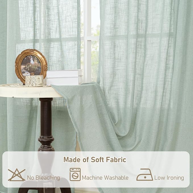 63 Inch Semi Sheer Linen Curtains - Image 7