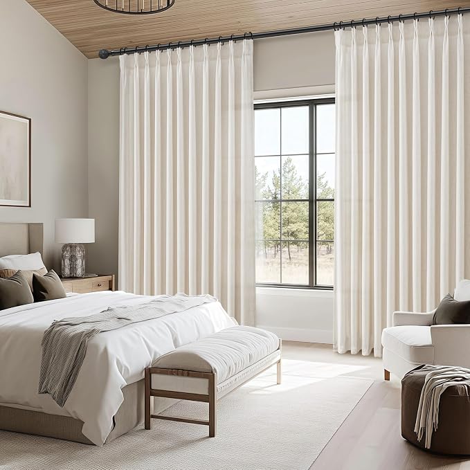 Extra Wide 100 Inch Ivory Beige Light Filtering Living Room Curtains 108 Inches - Image 8