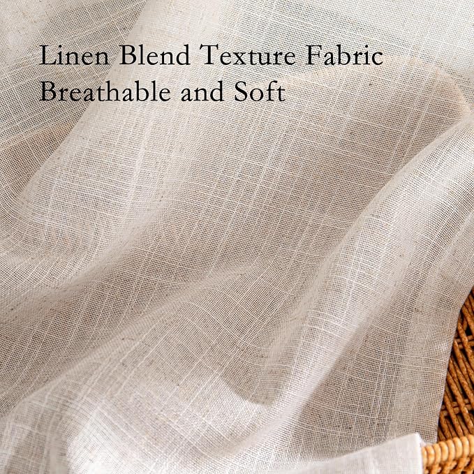 MYSKY HOME Boho Curtains 72 Inch Length, Natural Linen Semi Sheer Drapes - Image 5