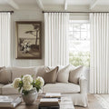 Extra Wide Pinch Pleat 84 Inch Curtains 60 Inch Wide Beige White | Memory by Twodrapes