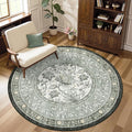 GarveeHome Provence Fog Gray Botanical Grove 6ft Round Rug, Small Circle by GarveeHome