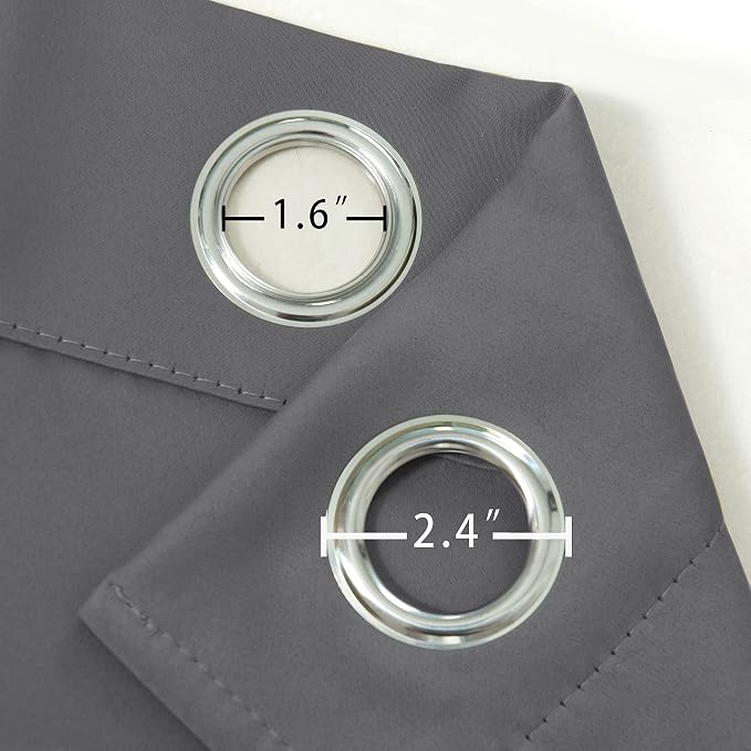 Grey Blackout Curtains 34 x 54 Inch Length/Set of 2 Curtain Panels/Thermal - Image 5