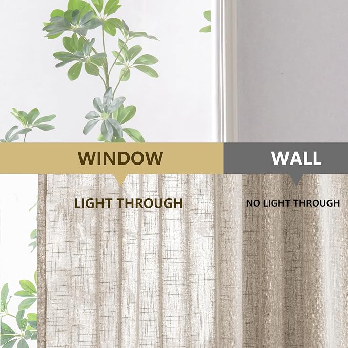 MYSKY HOME 30 Inch Length Oatmeal Tiers Curtains - Image 8