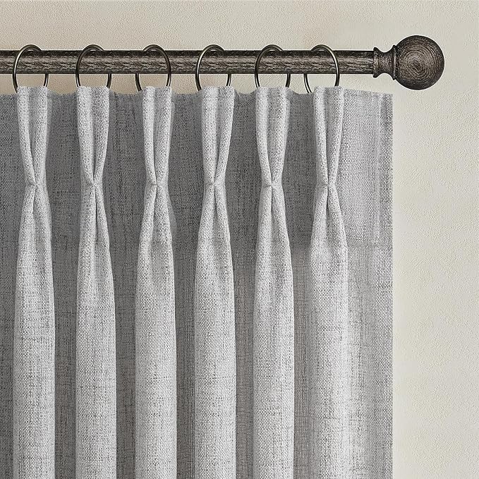 Extra Long 120 Inch Light Grey Thick Linen Curtains - Image 2