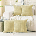 Set of 4 Pale Yellow Decorative Throw Pillow Covers 18x18 Inch Corduroy Pillow by Cozoomy