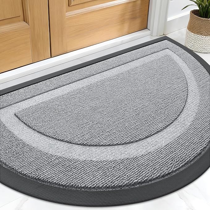 OLANLY Half Circle Front Door Mat Outside 29.5x17 All-Season Rubber Doormat | by OLANLY