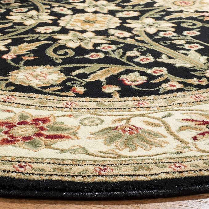 SAFAVIEH Lyndhurst Collection 8' Round Black/Ivory LNH212A Traditional Oriental - Image 2