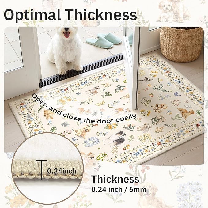 Soalmost Dog 5x7 Area Rugs for Living Room, Washable Animal Soft Rug Beige | - Image 9