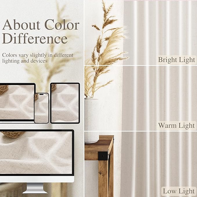Extra Wide 100x96 Inch Linen Curtains - Image 4