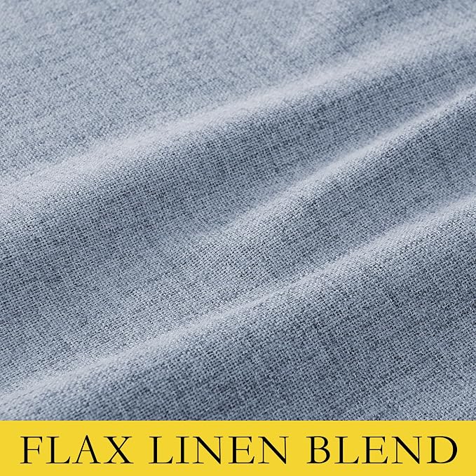 NICETOWN Stone Blue Vintage Linen 100% Blackout Curtains - Image 9