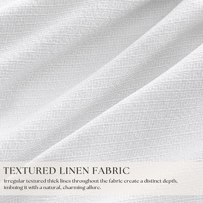 Snow White Pleated Linen 100% Blackout Curtains 96 Inches Long | Pinch Pleat - Image 3