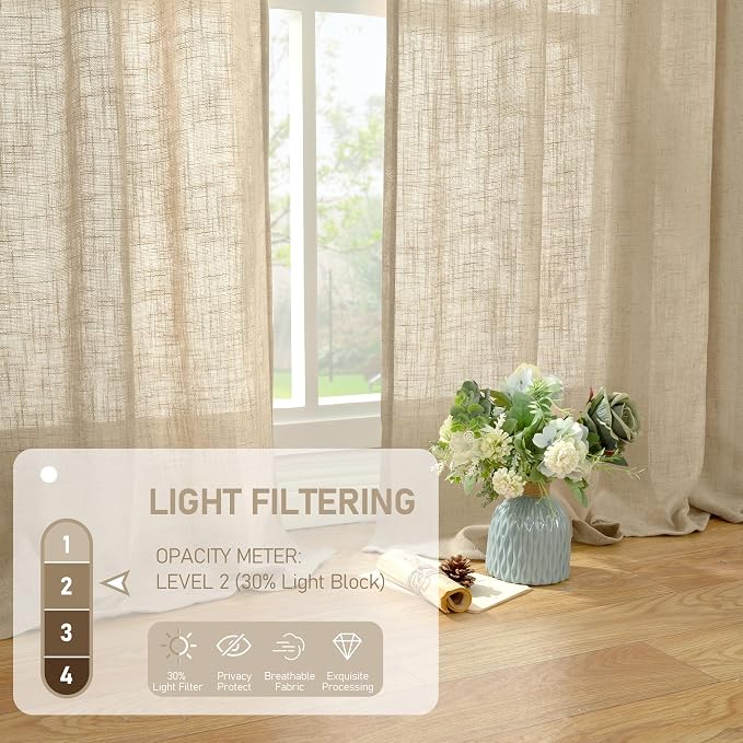 Living Room Linen Curtains 95 Inch - Image 4