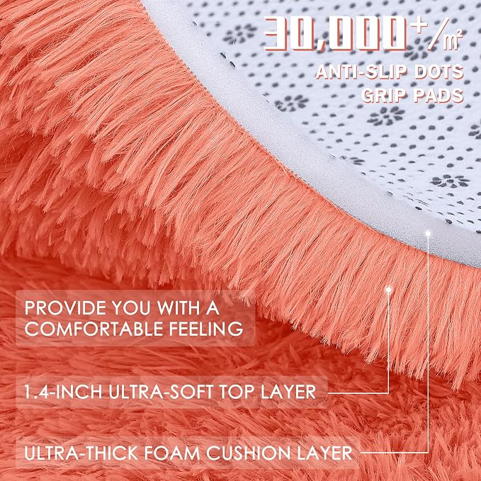 OLANLY 2x3 Machine Washable Small Bedside Rug, Soft Fluffy Shaggy Entryway - Image 5