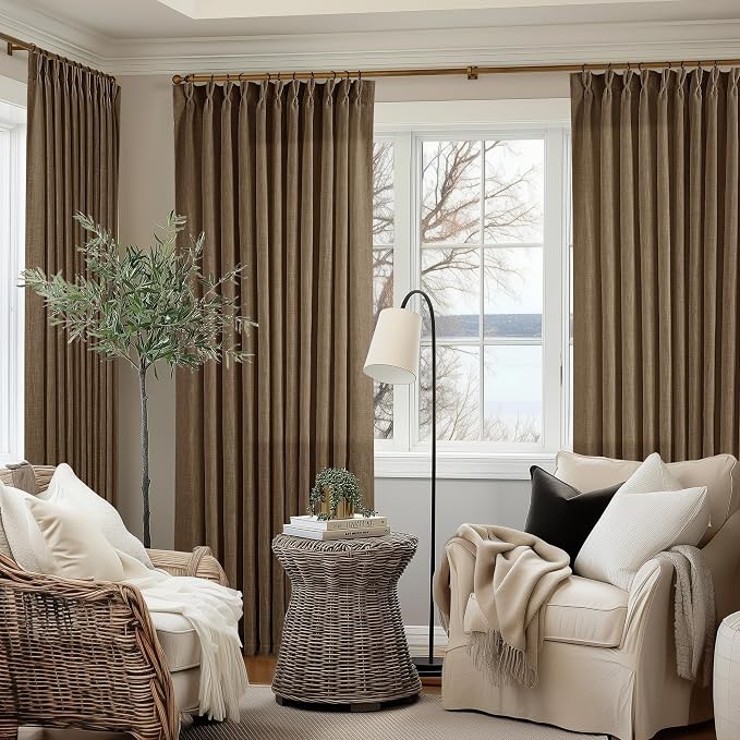 Extra Wide 120 Inch Long Pleat Curtains 70 Inch Wide Dutch Cocoa | Pinch Pleat - Image 9