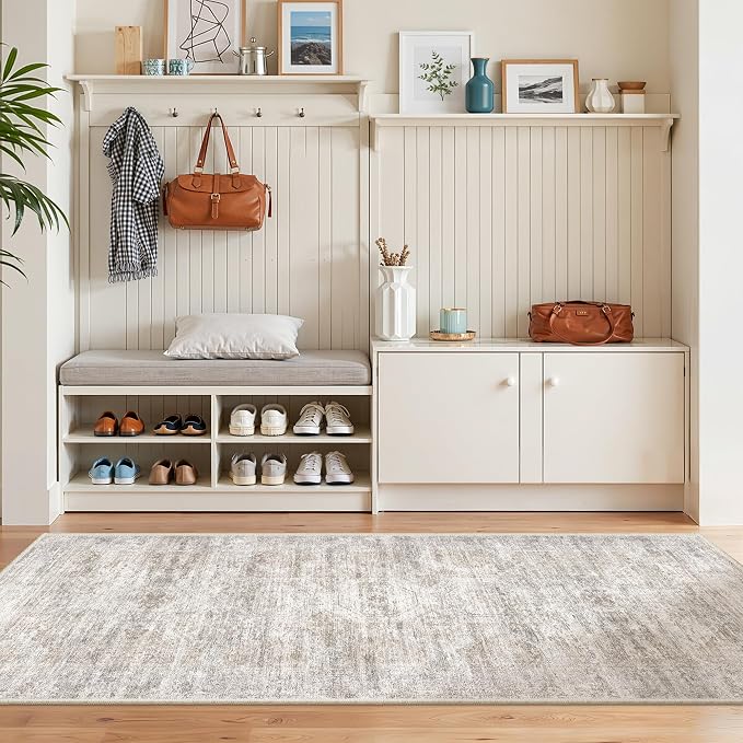 2x5 Rug Runners for Hallways Non Slip, Kitchen Rugs, Taupe | Washable Rugs for - Image 3