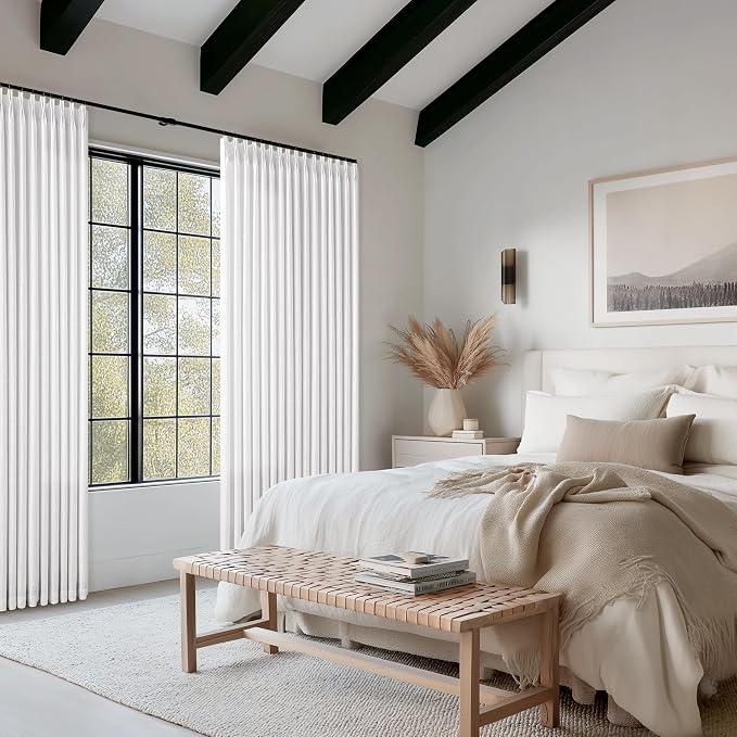 Pinch Pleated Linen Light Filtering Curtains 105 Inches Length Snow White | - Image 8