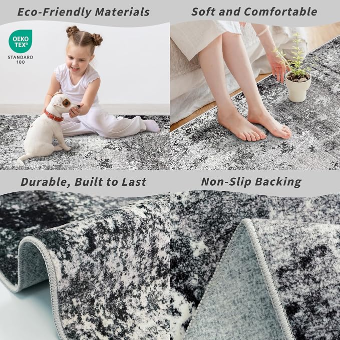 2x3 Washable Entryway Rug – Non-Slip Modern Abstract Neutral Small Throw Area - Image 6