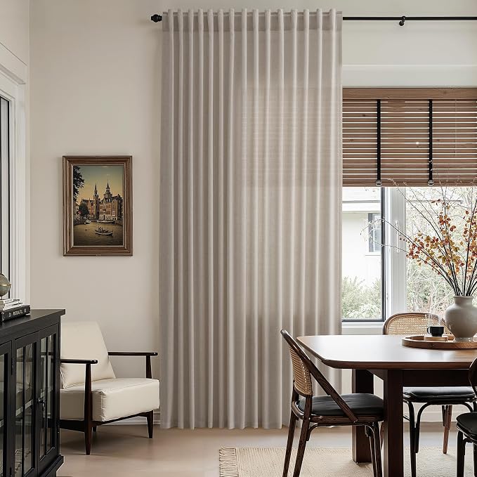 Ecru Curtains 102 Inches Long for Living Room Linen Blend Light Filtering Semi - Image 6