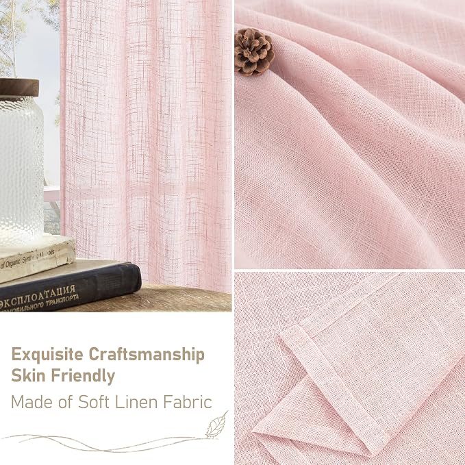 Semi Sheer Linen Curtains 45 Inches Long - Image 6